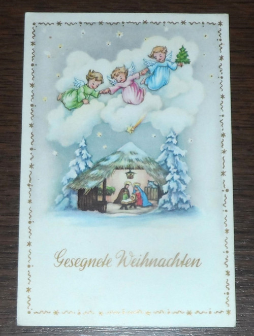Vánoční zahraniční POHLEDNICE, zlacená