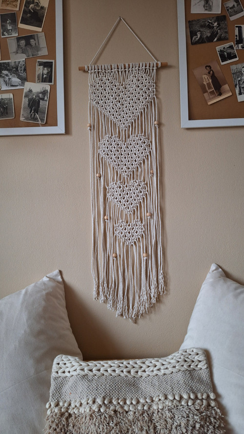 Boho nástĕnná dekorace 4 / smetanová