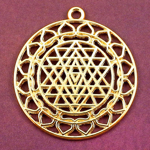 Zlatý přívěsek - Sri Yantra, posvátná geometrie