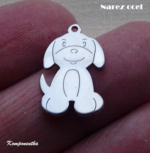 Přívěšek pejsek nerez ocel 18x10mm 1kus