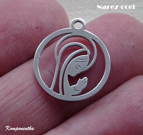 Přívěšek panna Marie nerez ocel 13x10mm 1kus