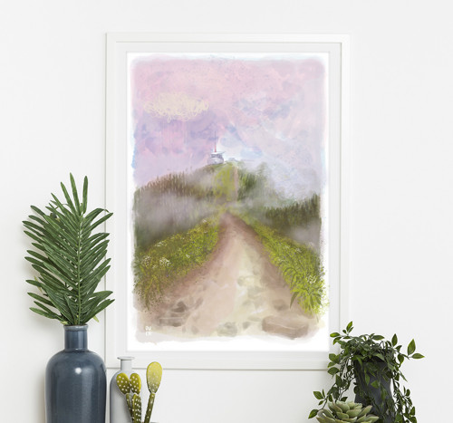 Lysá hora v oblacích / digitální print
