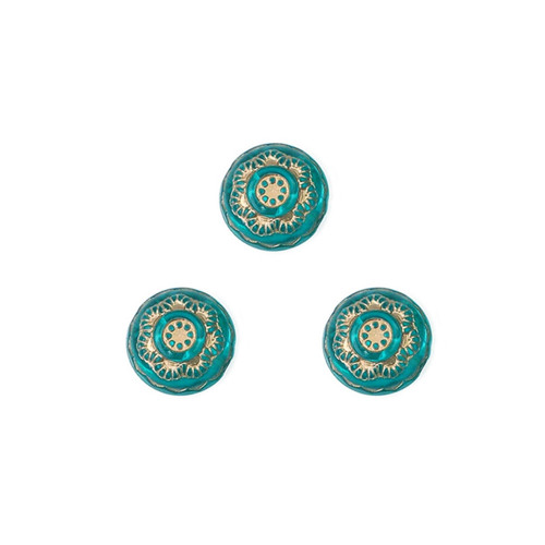 Barokní korálek smaragdový polštářek 13mm, 2ks