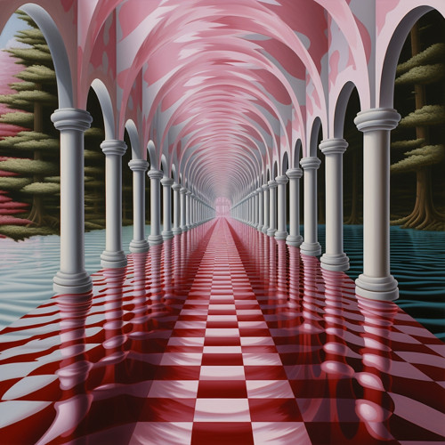 Počítačová grafika na plátně Pink Optical Illusion