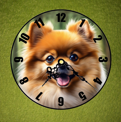 ŠPIC POMERANIAN NÁSTĚNNÉ HODINY (2druhy)