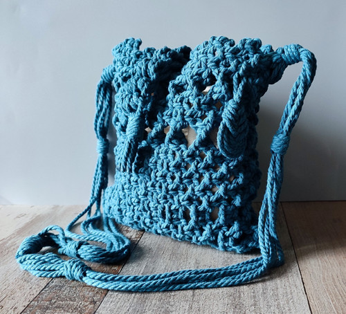 Macramé kabelka - petrolejová