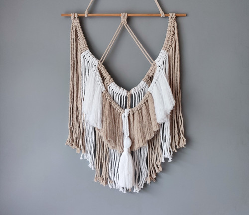 Macramé dekorace Béžový anděl 42 x 85 cm