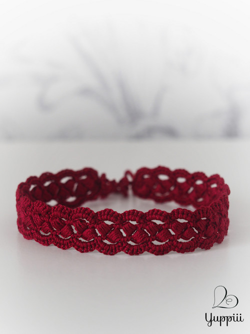 Červený krajkový choker #1, délka vzoru 33 cm