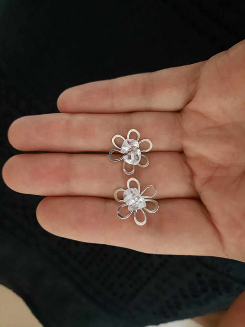 LEDOVÉ KVĚTY 3D - chirurgická ocel - Křišťál