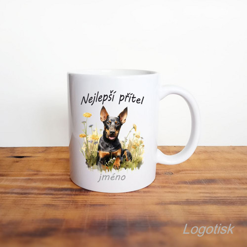 Keramický hrnek pejsek Dobrman se jménem