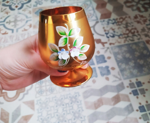 Poháry na koňak - Novoborské sklo, zlaceno