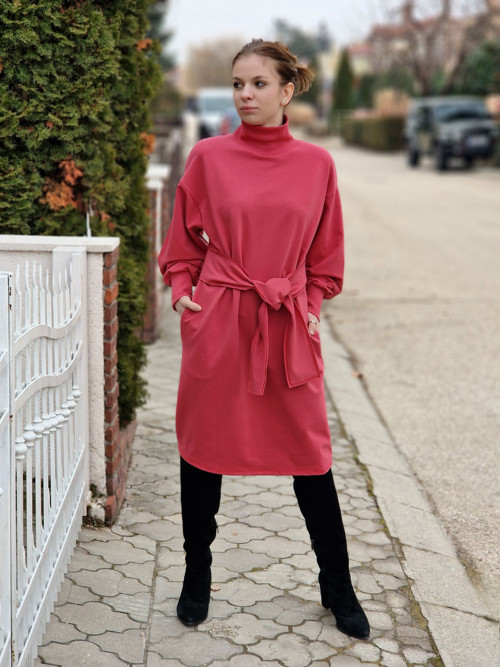 LIBBY Brick dámske teplákové šaty s rolákom
