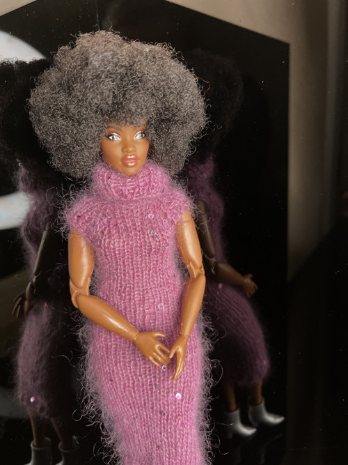 Šaty pro BARBIE efektní příze pink s flitry