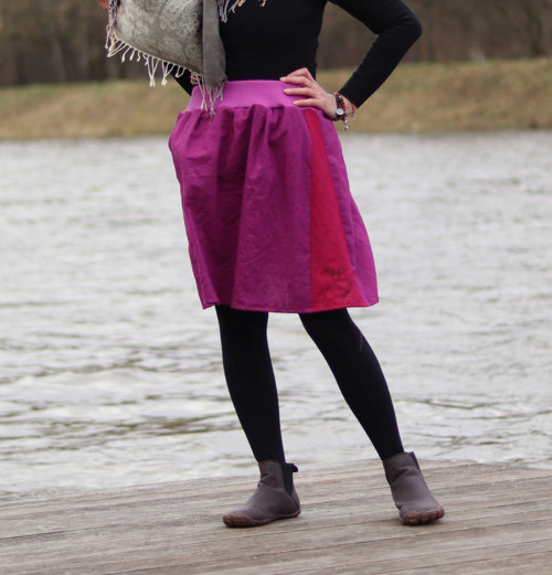 Lněná sukně magenta — foto 1