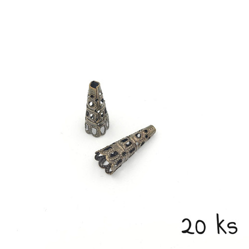 Kaplík kornoutek bronz 23x9 mm, 20 ks