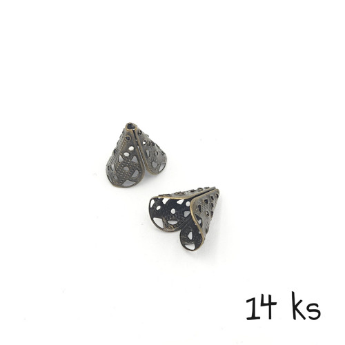 Kaplík kornout bronz 16x11 mm, 14 ks
