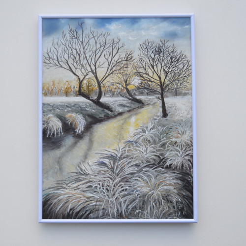 Originál suchý pastel - Zimní -30 x 40 cm