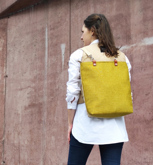 Ava backpack žlutá tkaná látka