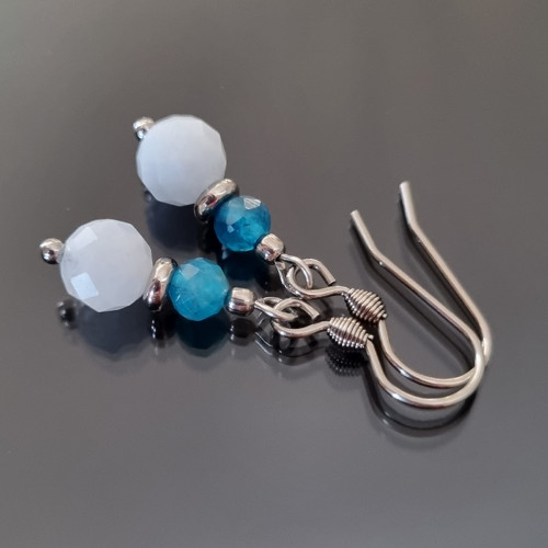 Achát blue lace a apatit - chirurgická ocel