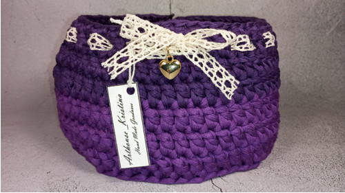 Ručně pletený košíček - Dark Purple