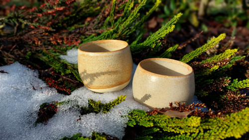 Set kalíšků pískové barvy - 2ks po 140/180ml