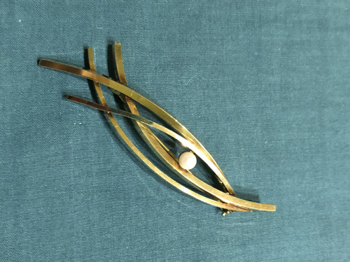 Starožitná velká zlacená brož Art Deco double
