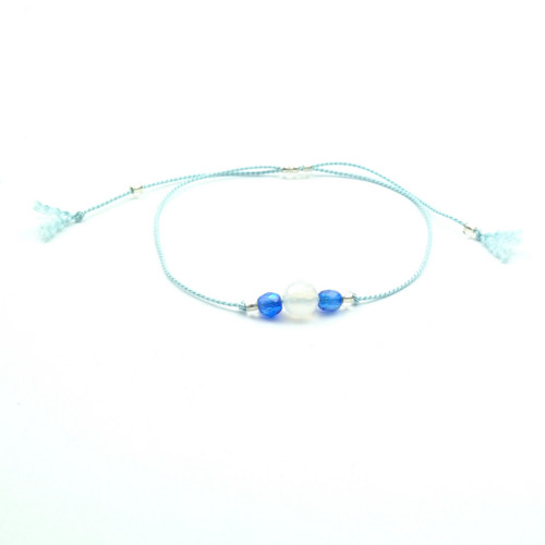Náramek hedvábí turquoise s broušeným jadeitem