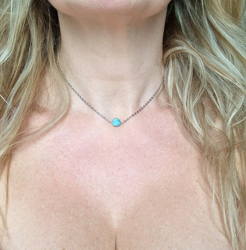 Náhrdelník*larimar*chir.ocel — foto 1