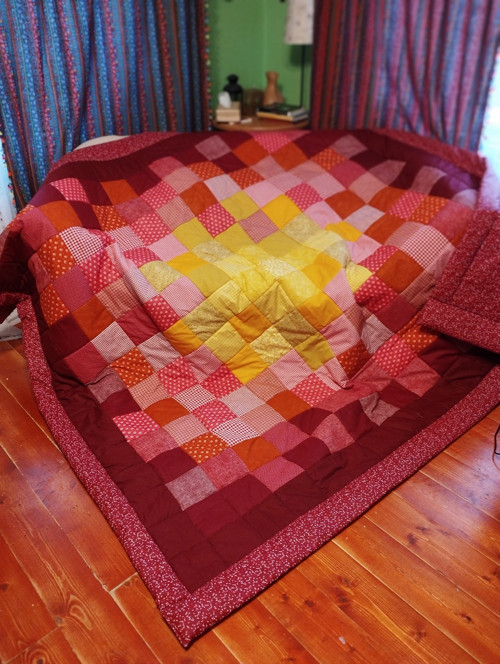 Zapadající slunce,přehoz či přikrývka patchwork