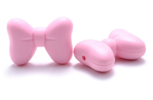 Kousátko silikonové - mašle 28mm (1ks) - pink