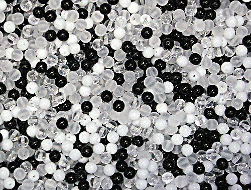 MIX mačkané kuličky 6 mm, černobílé, 20 g — foto 1