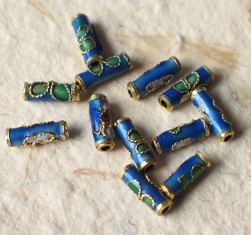 Cloisonne trubičky, tmavě modré, 4x10mm, 3ks — foto 1
