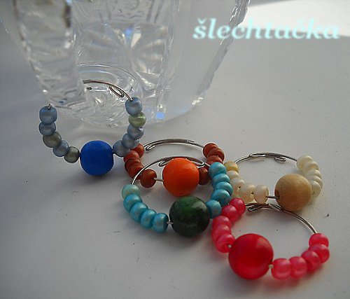 Glass charm-ozdůbky na skleničky / 5ks — foto 1