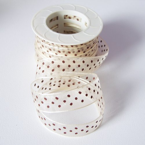 Stuha - IVORY with brown dots — foto 1