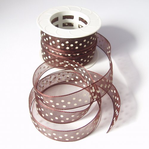 Stuha - BROWN with ivory dots — foto 1
