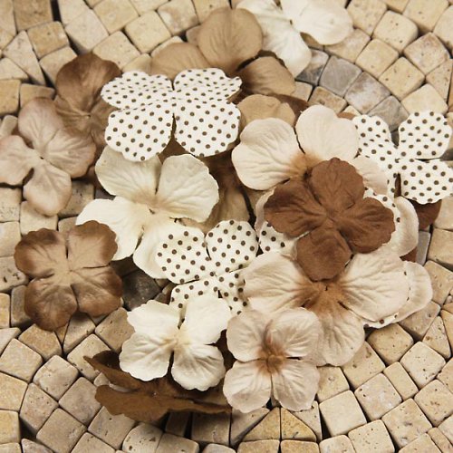 Papírové kytičky 24 ks - BROWN Hydrangea — foto 1