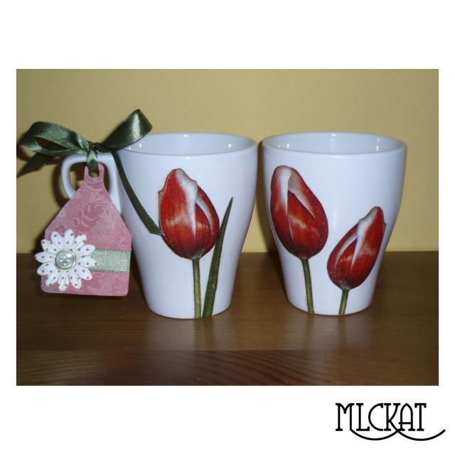Hrnky S TULIPÁNY - sada 2 ks + visačka — foto 1
