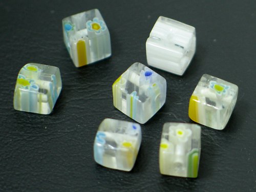 Millefiori kostičky, 6mm, 7ks — foto 1