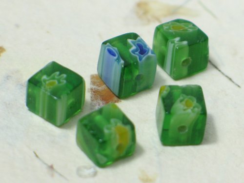 Millefiori kostičky, 6mm, 5ks — foto 1