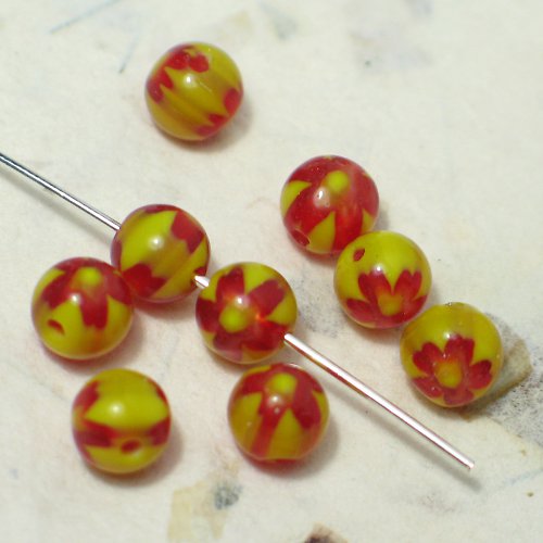 Millefiori kuličky, 6mm, 5ks — foto 1