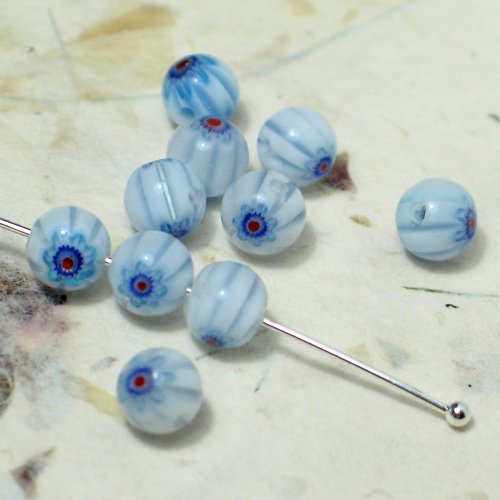 Millefiori kuličky, 6mm, 5ks — foto 1
