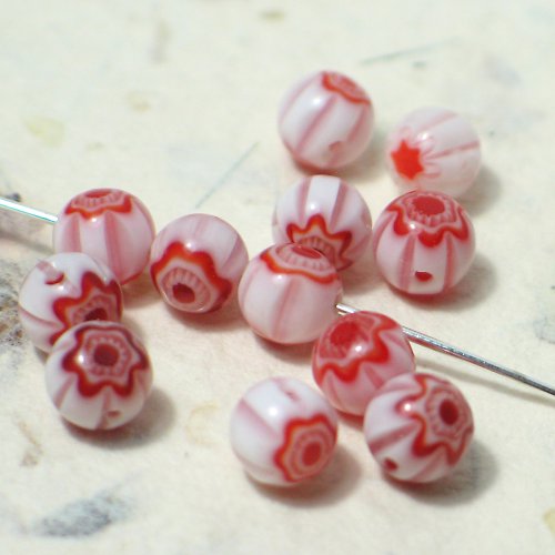 Millefiori kuličky, 6mm, 5ks — foto 1