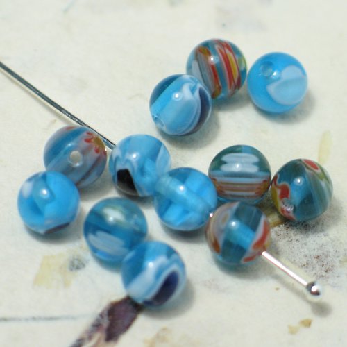 Millefiori kuličky, 6mm, 5ks — foto 1
