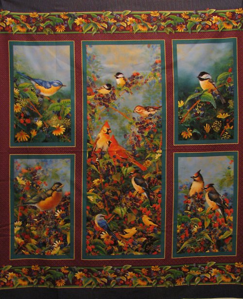 Panel látky ptáčci v zahradě 88 X 110 cm — foto 1
