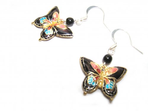 Černé cloisonne náušnice — foto 1