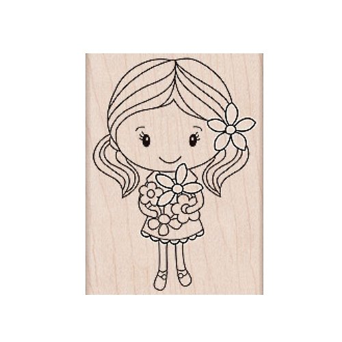 Razítko - Girl Holding Flowers — foto 1