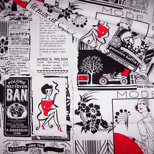Látka - Vintage Patchwork Newspaper — foto 1