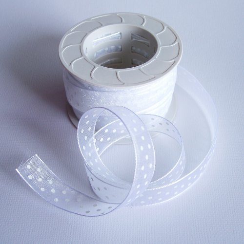 Stuha - WHITE with white dots — foto 1