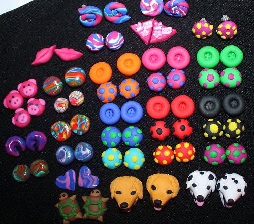 Fimo náušnice pecičky — foto 1