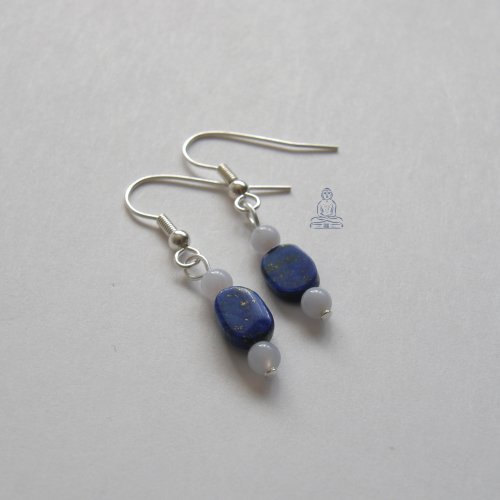 Naušnice - lapis lazuli + chalcedon — foto 1